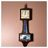 NEW HAVEN MINIATURE BANJO CLOCK | New Haven Clock Co. 8-Day jeweled movement, having a square dial w