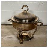 CHAFING DISH | Leonard Silverplate chafing dish with an Anchor Hocking glass bowl insert; overall h.