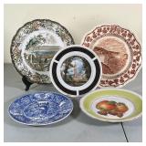 (5pc) DECORATIVE PLATES | Porcelain plates, including: an English church landscape scene (dia. 8 in.