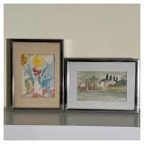PAIR WATERCOLOR PAINTINGS | Two original artworks, watercolor on paper; including one of a waterside