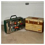 TWO FISHING TOOL BOXES | Two bait and tackle fishing tool boxes and their contents, as pictured; lar