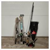 (7pc) FISHING RODS & PARTS | A Black Royale Deluxe complete rod (34 in. folded); three telescoping r