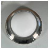 PAIR BRUSHED STEEL CEILING LAMPS | Two ceiling light fixtures with round base and raised frosted gla