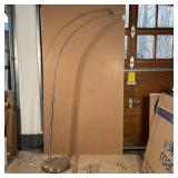 CB2 BIG DIPPER FLOOR LAMP | Big Dipper Arc brushed nickel / chrome floor lamp with round base and di