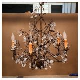 BRANCH FORM CHANDELIER | Five arm statement chandelier with decorative crystals and scrolling leaf d