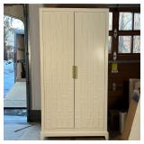BALLARD DESIGNS WARDROBE | White armoire by Ballard Designs, with Chinoiserie decoration to the door