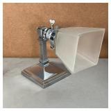 PAIR SQUARE SHADE SCONCES | A pair of wall sconces with chrome square bases/arms and square frosted 