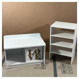 (2pc) STORAGE FURNITURE | Including a white side table with three open shelves (h. 24 x w. 15 x d. 1