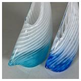 turquoise blue, both signed on the bottom; approx. 5 in.