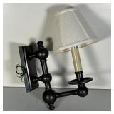 PAIR BRONZE STYLE WALL SCONCES | Each with a ball and rod designed arm with a single light and beige