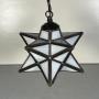 HANGING STAR LIGHT FIXTURE | Very unique, star form pendant light with milk glass set in a bronzed f