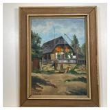 FARM SCENE OIL PAINTING | Oil on board, showing a barn, signed lower left "V. Bulka [?] 78"; 19-1/4 