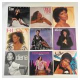 (9pc) DIANA ROSS & MORE | A collection of vinyl records, including 3 Diana Ross albums: Diana, Why D