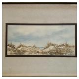 watercolor on paper, signed lower right, matted in a gold-tone metal frame; sight approx. 5 x 11 in.