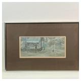 EDWARD GRADIJAN PAINTING | Edward A. Gradijan (American. 1933-2002): rainy street scene showing figu