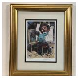 LEIGHTON JONES LITHOGRAPH | "Mini Self Portrait" color lithograph showing a clown looking in the mir