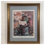 LEIGHTON JONES LITHOGRAPH | "Wall Street Journal" a clown study by contemporary artist L. Jones, col