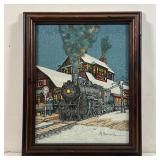 H. HARGROVE GICLEE PRINT | Contemporary print on canvas (appears hand-embellished) of a steam train 