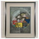 GRACIELA RODO BOULANGER | "Serenade" stone lithograph showing musicians playing instruments (flutes,