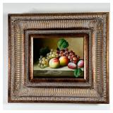 BIANCHI TABLETOP STILL LIFE | Italian still life showing grapes and peaches, signed lower left "Bian