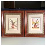 PAIR BOTANICAL PRINTS | Matted and framed; each overall 25 x 21 in.