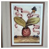 PAIR BOTANICAL PRINTS | Matted and framed; each overall 25 x 21 in.