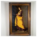 AFTER FRANCISCO de ZURBARAN | Oil on canvas, original painting, titled "S.Ines" [Saint Agnes] lower 