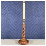 CARVED TWISTED COLUMN LAMP | A unique twisted wood table lamp; h. 26 in.