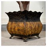 planter having four feet with a faux bamboo plant; planter h. 10 x w. 10 x d. 10 in., overall h. 70 