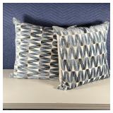 D.V. KAP PATTERNED PILLOWS | square pillows with velvet patterned fabric, in very good condition; ea