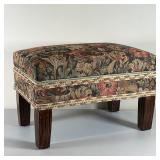 ANTIQUE FOOT STOOL BOX | With overall needlepoint floral upholstery and hinged opening top to reveal