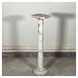 WHITE STONE PEDESTAL | Decorative stone column-form pedestal on an octagonal base