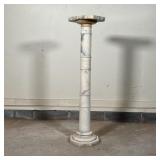 WHITE STONE PEDESTAL | Decorative stone column-form pedestal on an octagonal base