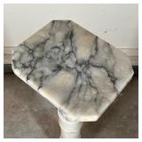 WHITE STONE PEDESTAL | Decorative stone column-form pedestal on an octagonal base