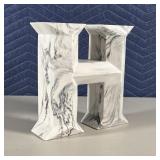 FAUX STONE "H" | White marble-style decorative H, substantial weight (feels like stone) ; h. 8-1/2 x