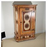 cabinet (or "kas"), carved and colorfully painted with "1880" and flowers, interior with shelves and