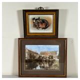 (2pc) VINTAGE PRINTS | Two framed prints, including a scene with cats by Dorothy Travers Pope and a 
