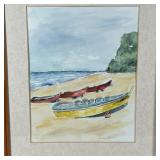a beach scene and seascape with perched bird in matching frames, all signed by Elinorr Kochis, appea
