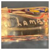 LAMB ART GLASS | Heart-shaped decorative glass with two figures, marked on the bottom; h. 6-1/2 in.