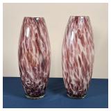 PAIR ART GLAS VASES | Of ovoid shape, appearing in excellent condition; h. 12-1/2 in.