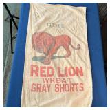 RED LION WHEAT SACK | 100lb Red Lion Wheat Gray Shorts flour sack; approx. 36 x 21 in.