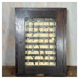 KEY COLLECTION | Collection of keys in a wall mount case with hinged glass door; h. 20 x w. 15 x d. 