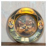 JAMESTOWN TIN PLATE | Jamestown transferware, 1607-1907 commemoration, W.H.Owens, with Pocahontas an