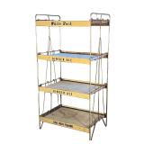 VINTAGE ENAMELED METAL RACK | Enameled metal grocery rack, White Rock sparkling water, ginger ale, s