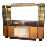 PARKER PEN DISPLAY CASE | In three sections, with two columns of glass enclosed shelves flanking a c