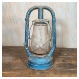 DIETZ MONARCH LANTERN | Blue lantern by Dietz Monarch, New York, NY USA; h. 14 x dia. 8 in.