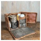 W.T.E&S LESTER PICNIC BASKET | Picnic basket with branded leather lining to lid, including a metal t