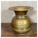 REDSKIN TOBACCO VASE | Redskin Brand Chewing Tobacco Cut Plug, brass, with some patina; h. 10-1/4 x 