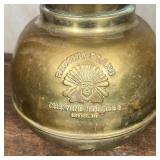 REDSKIN TOBACCO VASE | Redskin Brand Chewing Tobacco Cut Plug, brass, with some patina; h. 10-1/4 x 