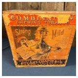 Combination chewing tobacco, having a hinged lid, partitioned interior, and metal carrying handles; 